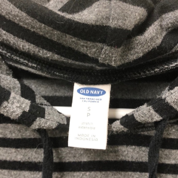 2/$15 Old Navy- Black and Gray Striped Hoodie - Picture 3 of 5